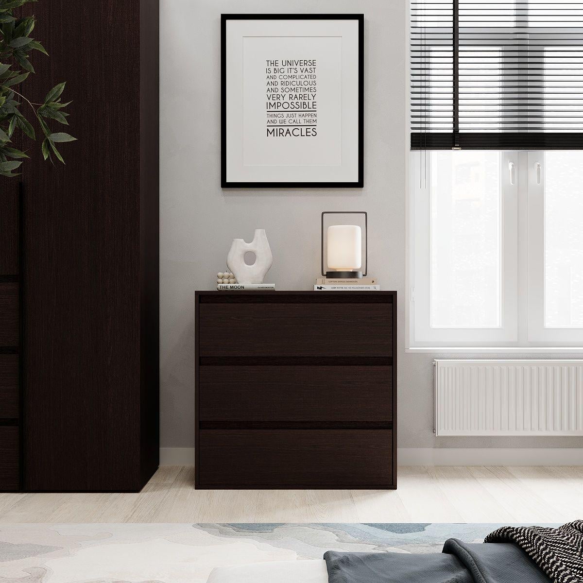 Комод AiH Light на 3 ящика с полным выдвижением ламинированное ДСП 80х79х42,5 см Венге (LT01050000000)