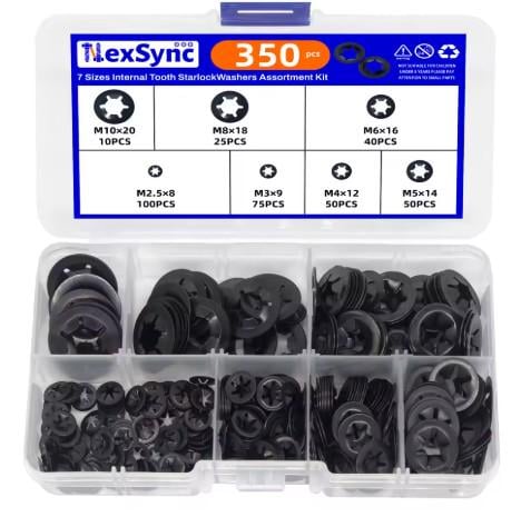 Набір стопорних кілець шайб M2.5/M3/M4/M5/M6/M8/M10 350 шт. (142594) Набір стопорних кілець шайб M2.5/M3/M4/M5/M6/M8/M10 350 шт. (142594)