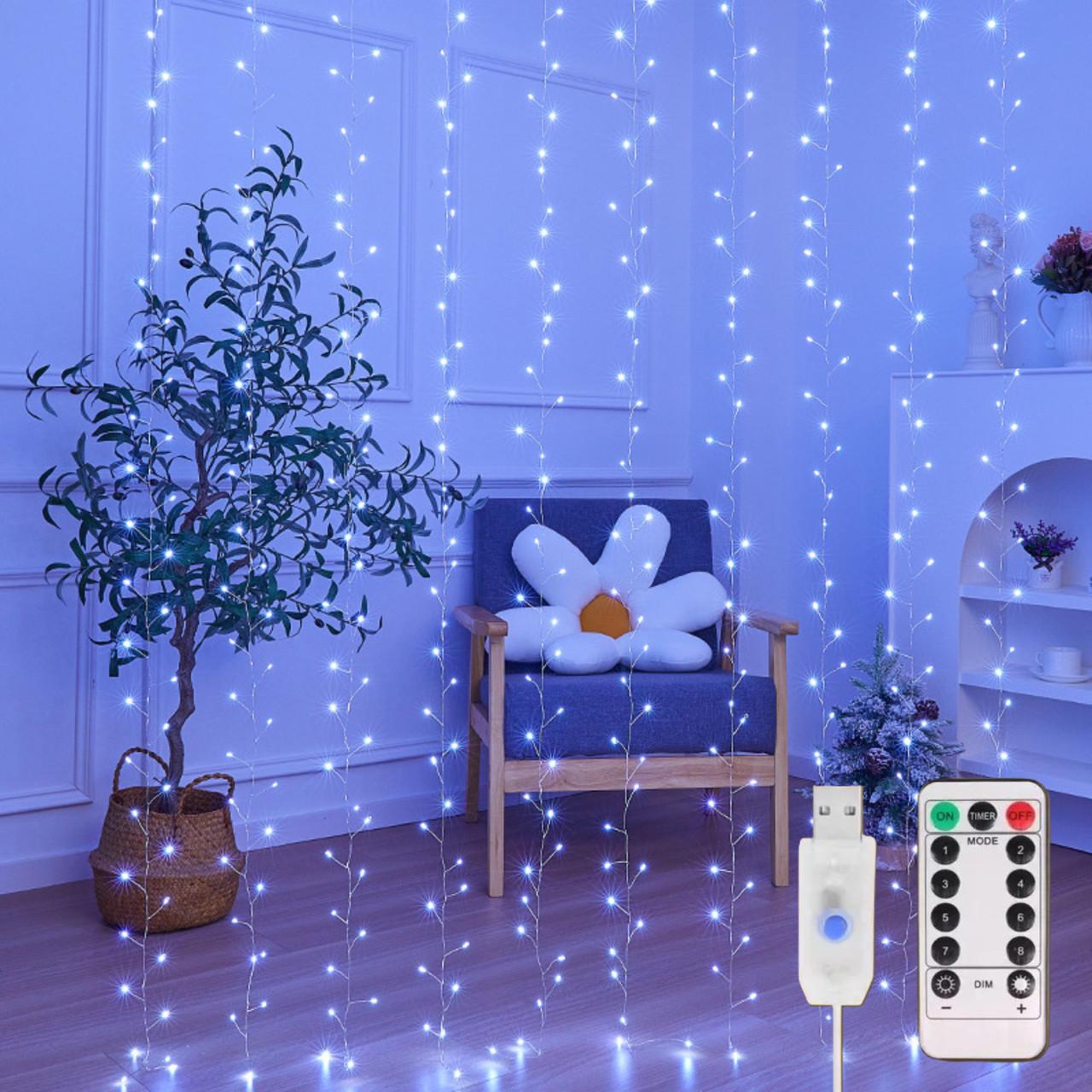 Гірлянда штора Хвойна лапа 3х2 м 600 LED від USB 8 режимів Холодний Білий - фото 1 Гірлянда штора Хвойна лапа 3х2 м 600 LED від USB 8 режимів Холодний Білий - фото 1