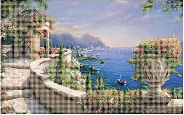Вышивка бисером Ривьера побережья частичная вышивка заготовка 29,5х47,5 см (1751258623)