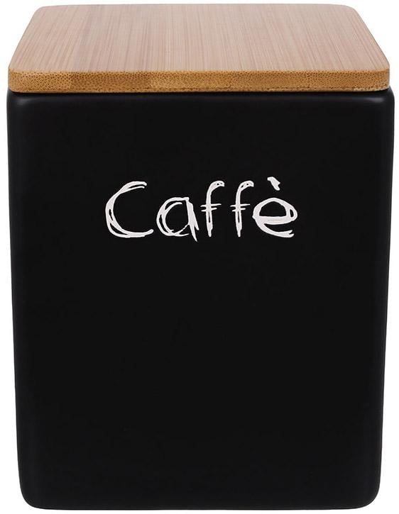 Банка керамическая Caffe с бамбуковой крышкой 440 мл Черный