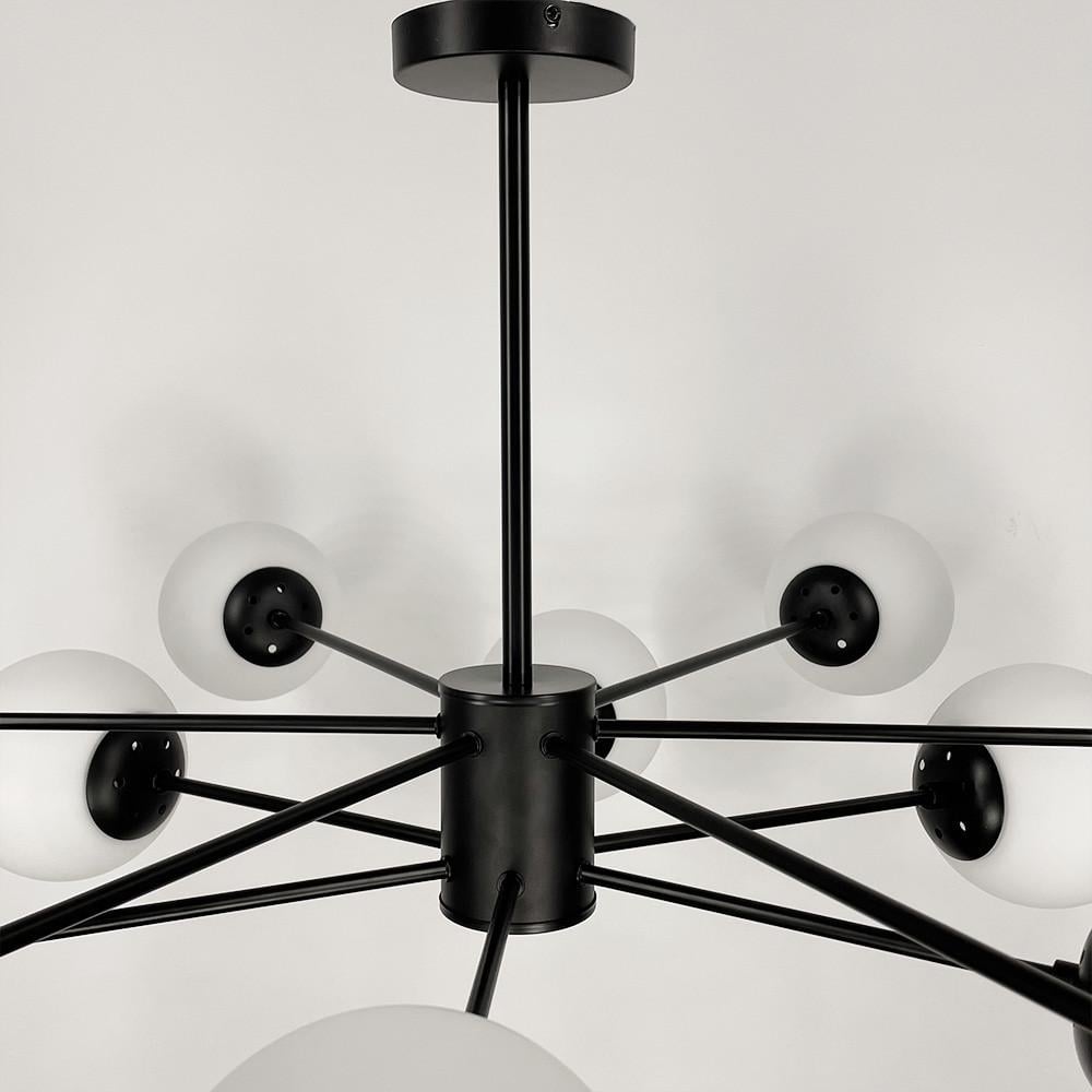 Люстра мінімалістична на 12 білих матових плафонів Чорний (CD 111/12 BK) - фото 5 Люстра мінімалістична на 12 білих матових плафонів Чорний (CD 111/12 BK) - фото 5