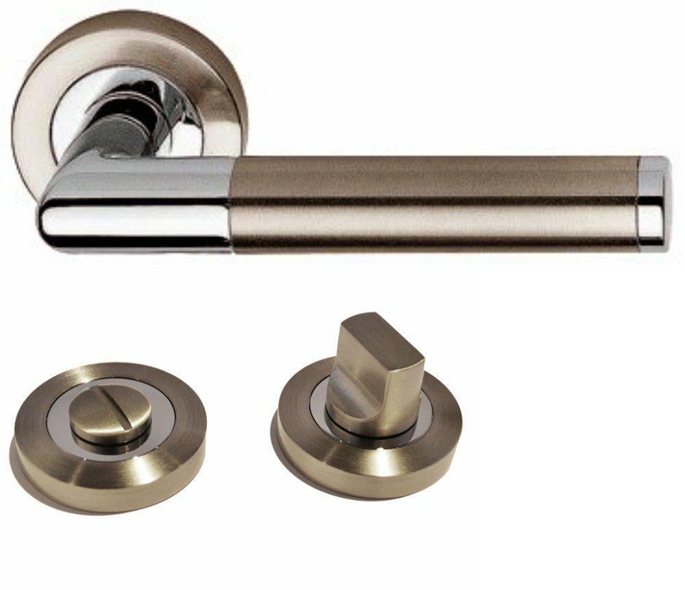 Ручки Linea Cali Karina WC-фиксатор Никель матовый/Хром (1306wc)