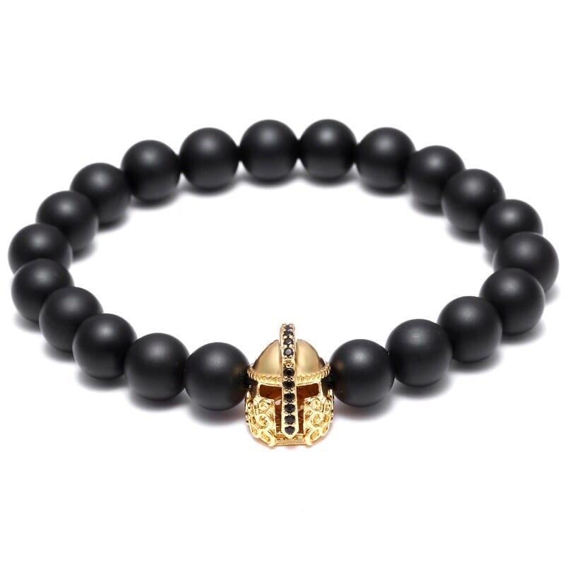 Браслет из шунгита со шлемом р. 18 Золотой/Черный (10011)