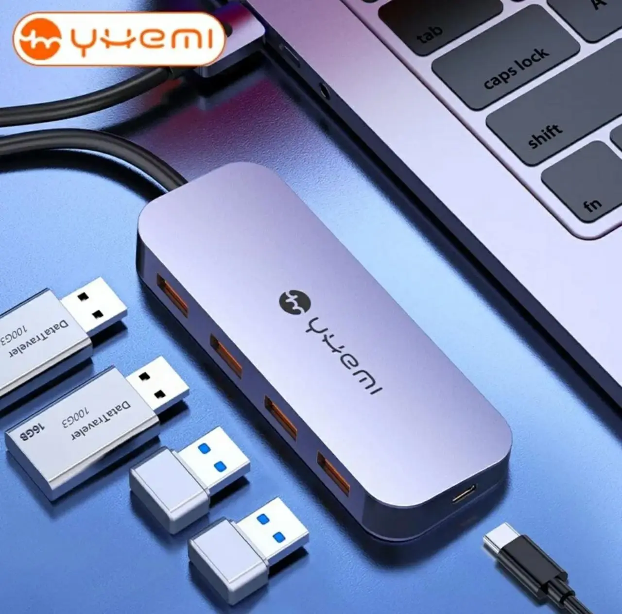 Хаб USB Yhemi 5в1 USB - 4хUSB 3.0 и Type-C (230063) - фото 7