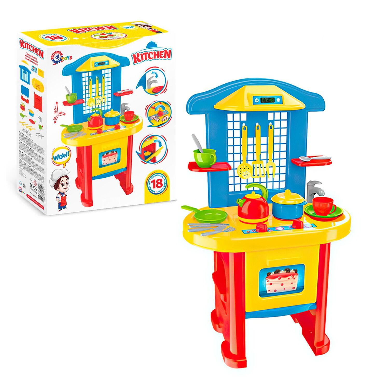 Набор игровой ТехноК Кухня №3 2124 сковорода/кастрюля/2 тарелки/2 чашки/столовые принадлежности/чайник (989)