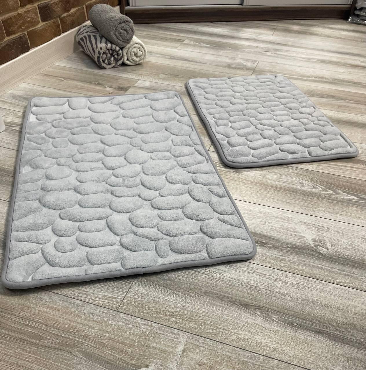 Набор ковриков в ванную и туалет Stone Premium Memory Foam 2в1 80х50/60х40 см Светло-cерый (NKPS0002) - фото 6 Набор ковриков в ванную и туалет Stone Premium Memory Foam 2в1 80х50/60х40 см Светло-cерый (NKPS0002) - фото 6