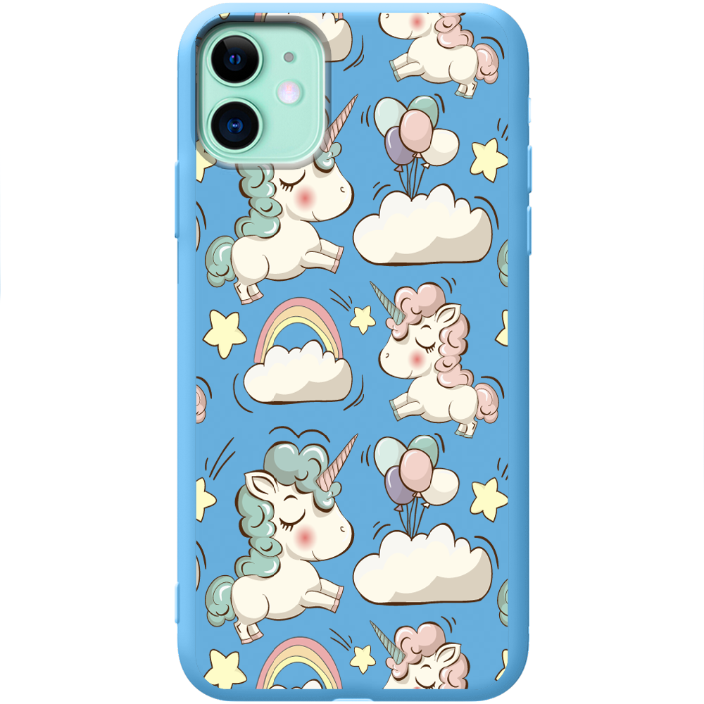 Чохол Boxface iPhone 11 Unicorns Блакитний силікон (38184-cc2-43042)