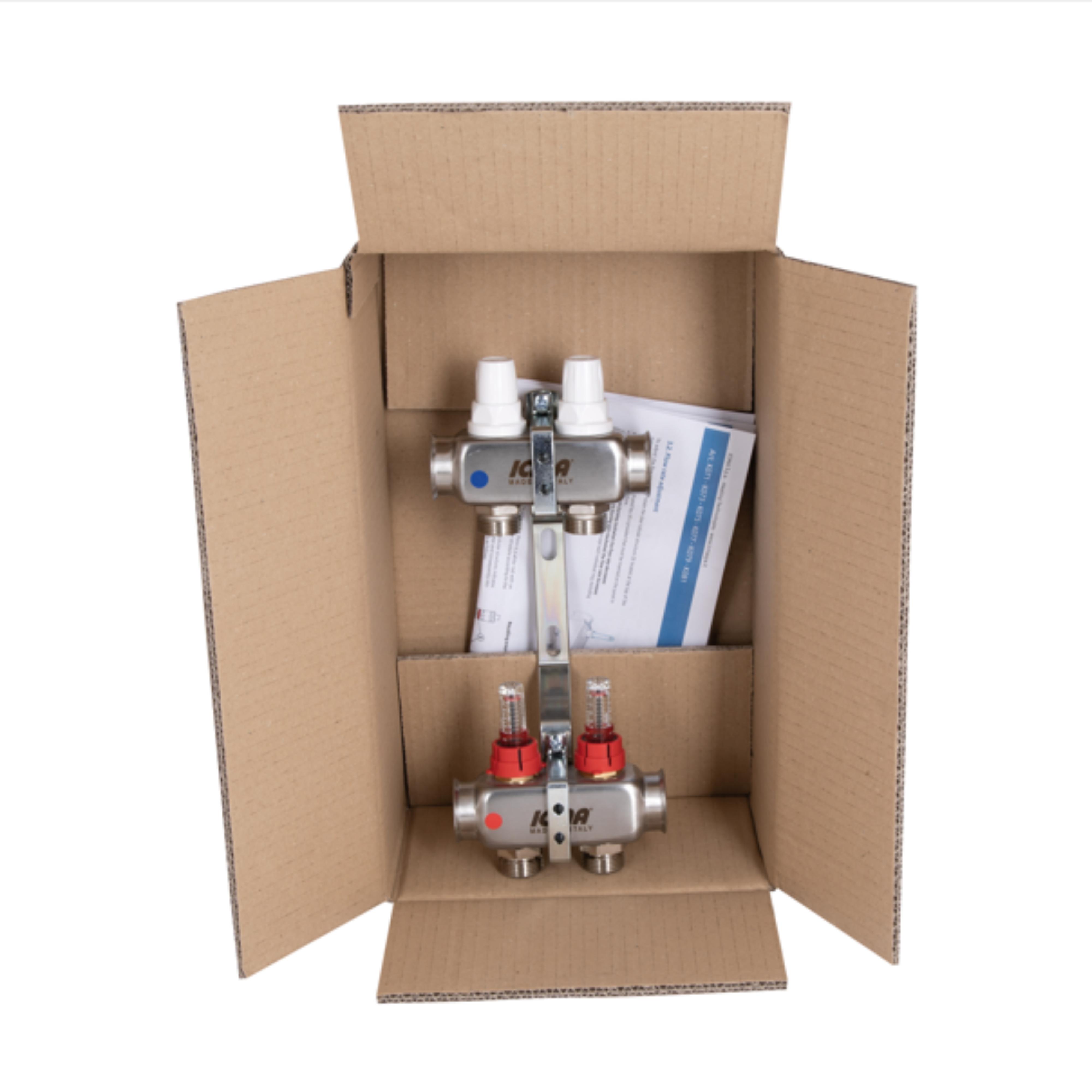 Коллектор для теплого пола ICMA 87K073179PG32QU 2 контура с расходомерами 1"/3/4" (250465) - фото 9 Коллектор для теплого пола ICMA 87K073179PG32QU 2 контура с расходомерами 1"/3/4" (250465) - фото 9