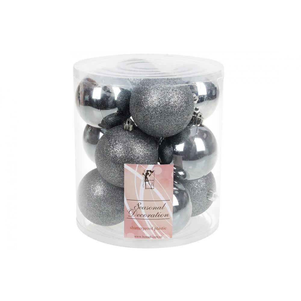 Набор елочных шаров 8 см 12 шт. Синий (147-875)