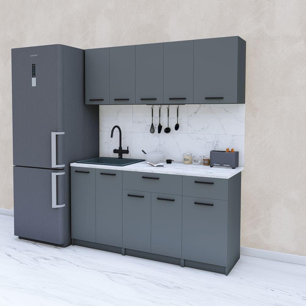 Кухня модульна готова пряма 1,6 м 160 см Графіт (МП42б) - фото 1 Кухня модульна готова пряма 1,6 м 160 см Графіт (МП42б) - фото 1