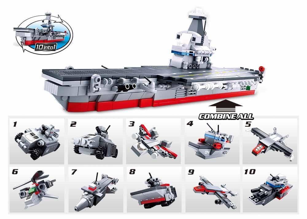 Конструктор Sluban M38-B0662 Авианосец 10в1 424 детали - фото 5 Конструктор Sluban M38-B0662 Авианосец 10в1 424 детали - фото 5