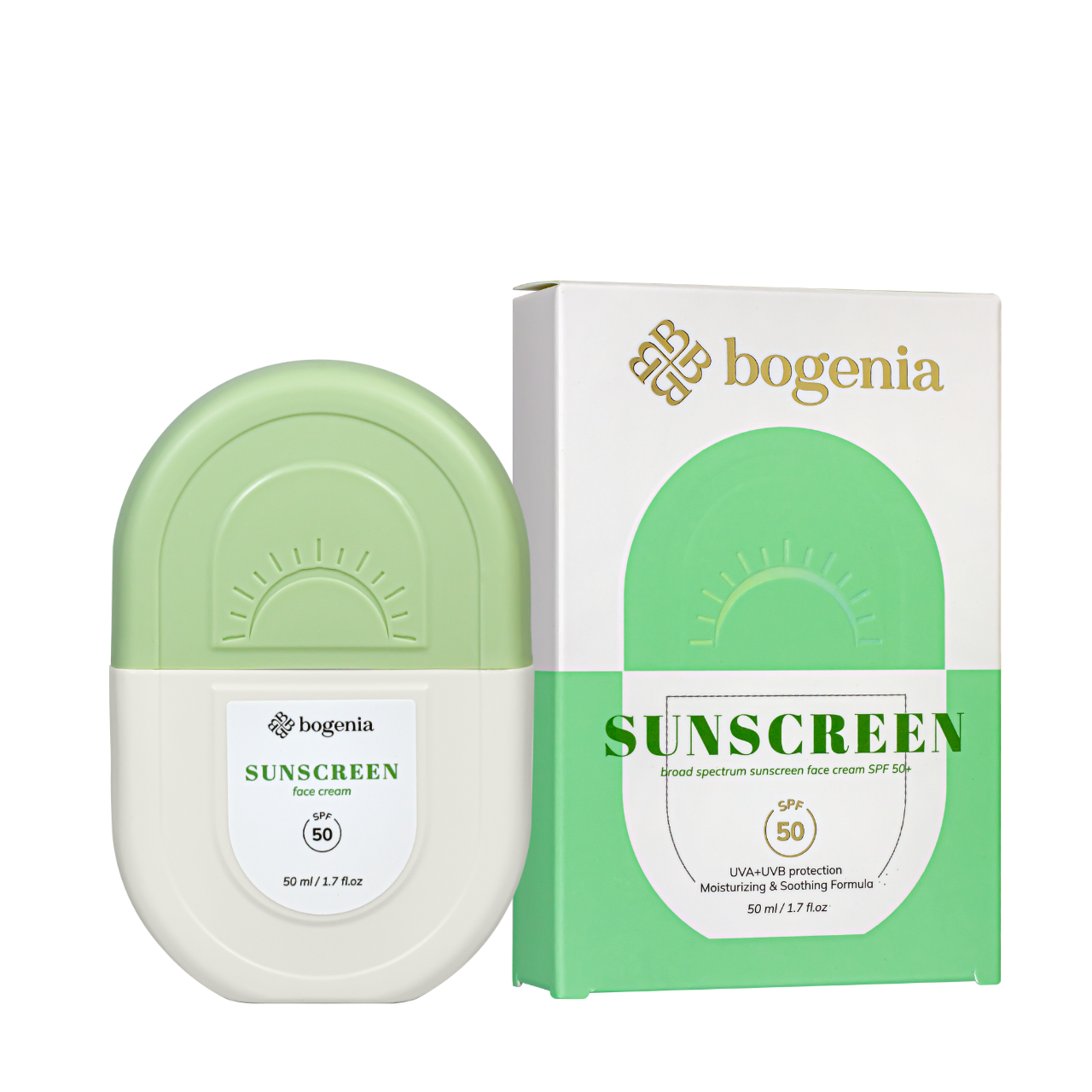 Крем сонцезахисний для обличчя з SPF50+ Bogenia Sunscreeen Face Cream 50 мл (13349923)