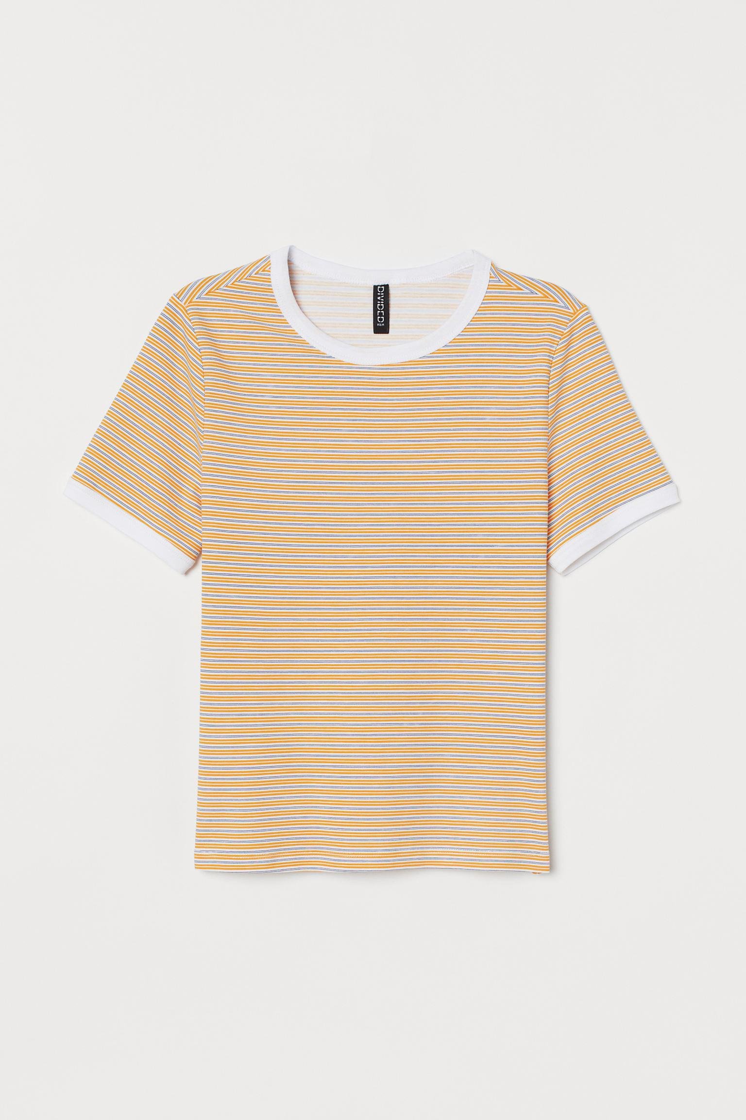 Футболка H&M Смужка XS Жовтий (S2207816592)