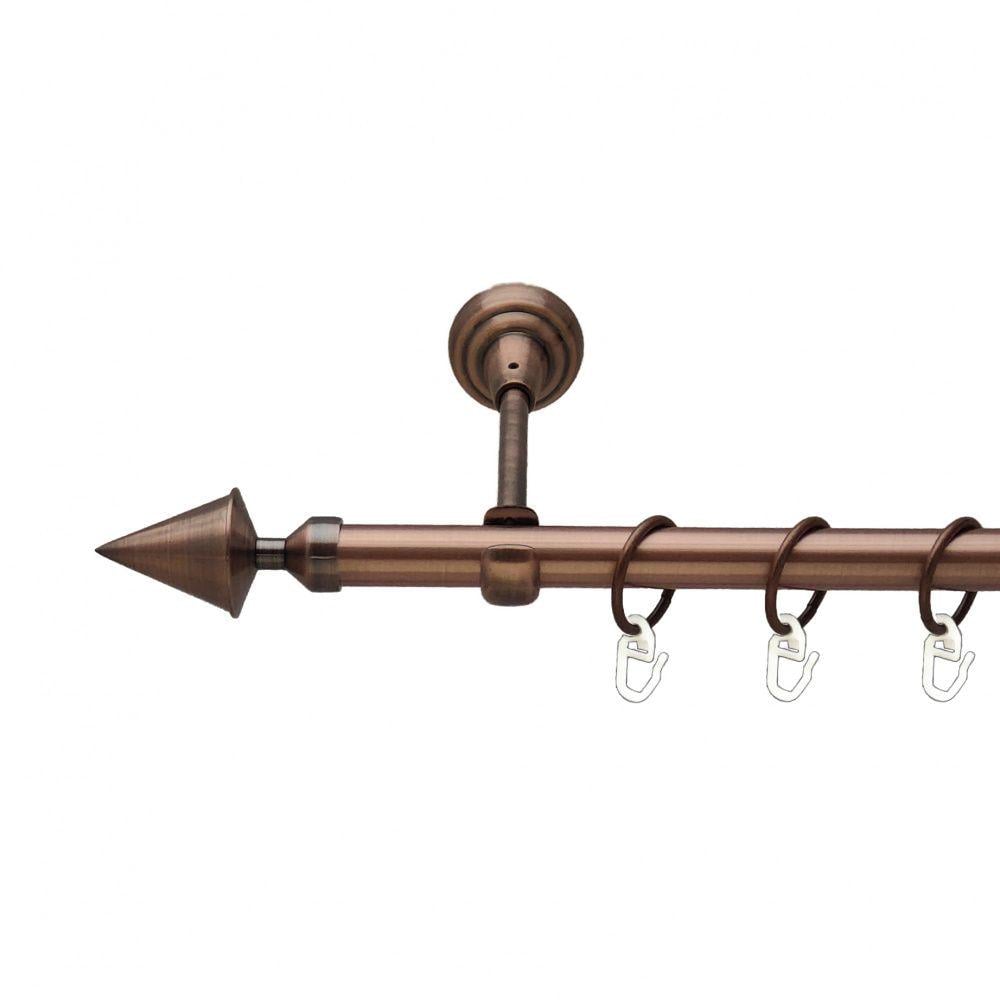 Карниз Orvit Фіорі металевий однорядний відкритий гладка труба кільце металеве 19 мм 200 см Мідь (00-00011774) - фото 1