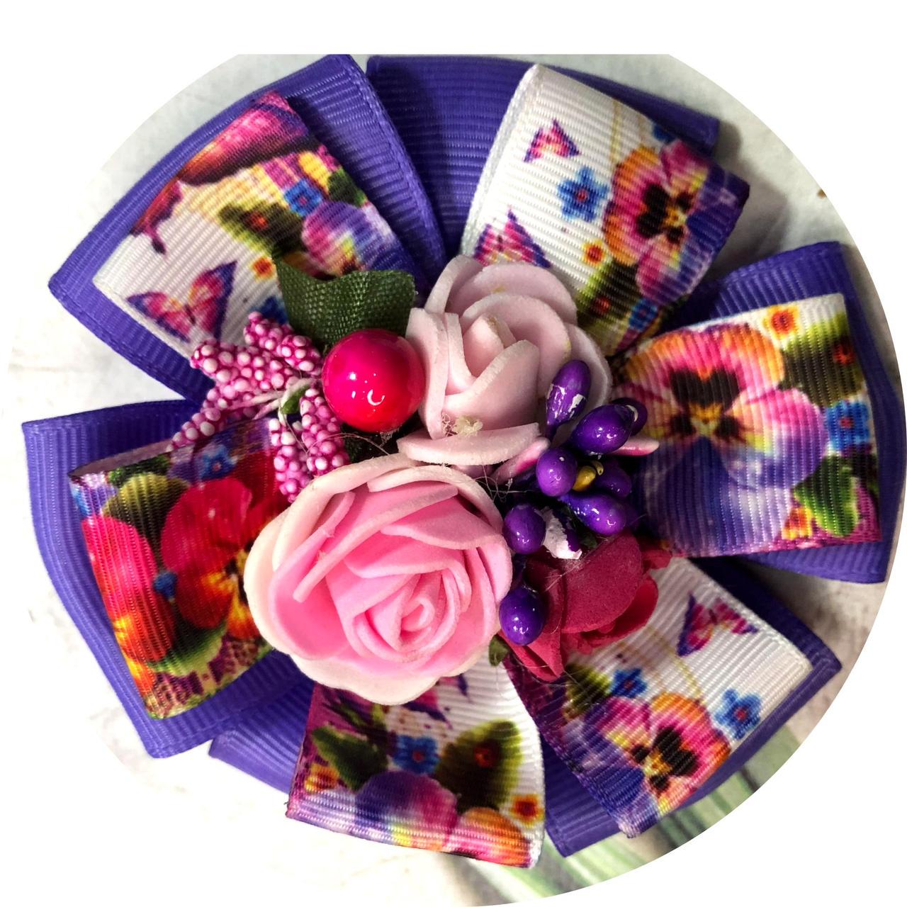 Бантик для волосся дитячий на гумці D9 см Фіолетовий (10533) Бантик для волосся дитячий на гумці D9 см Фіолетовий (10533)