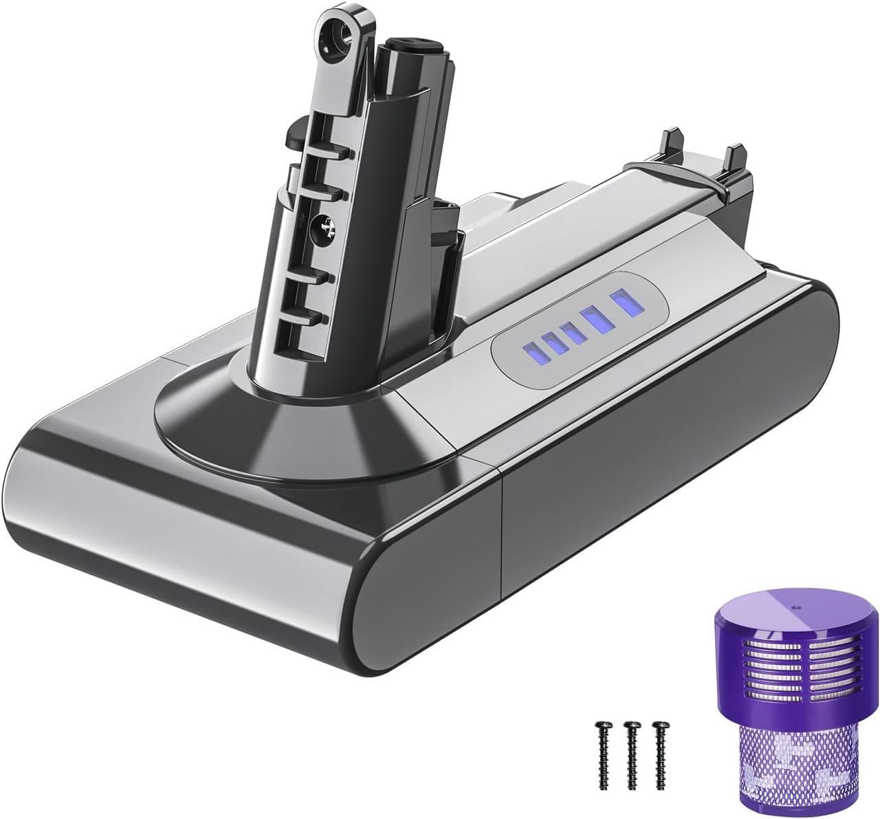 Акумулятор для пилососа Dyson V10 25,2V 6000 mAh Powtree Li-Ion із фільтром і гвинтами Акумулятор для пилососа Dyson V10 25,2V 6000 mAh Powtree Li-Ion із фільтром і гвинтами