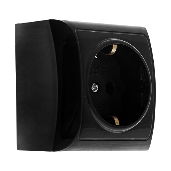 Розетка одинарная LXL TERRA с заземлением Черный (9563)