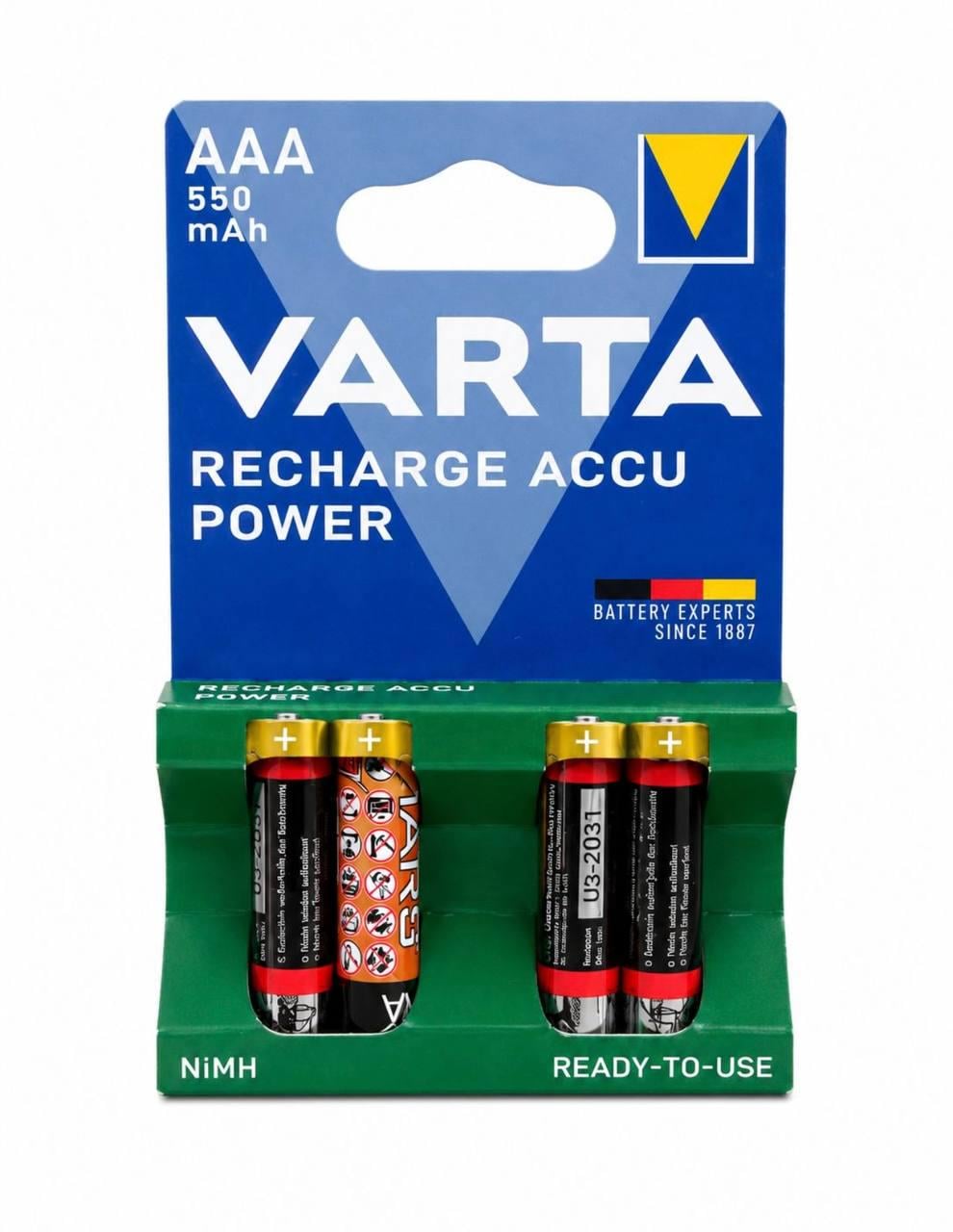 Аккумуляторы Varta Recharge Accu Power AAA Ni-MH 550 мАч 1,2 В