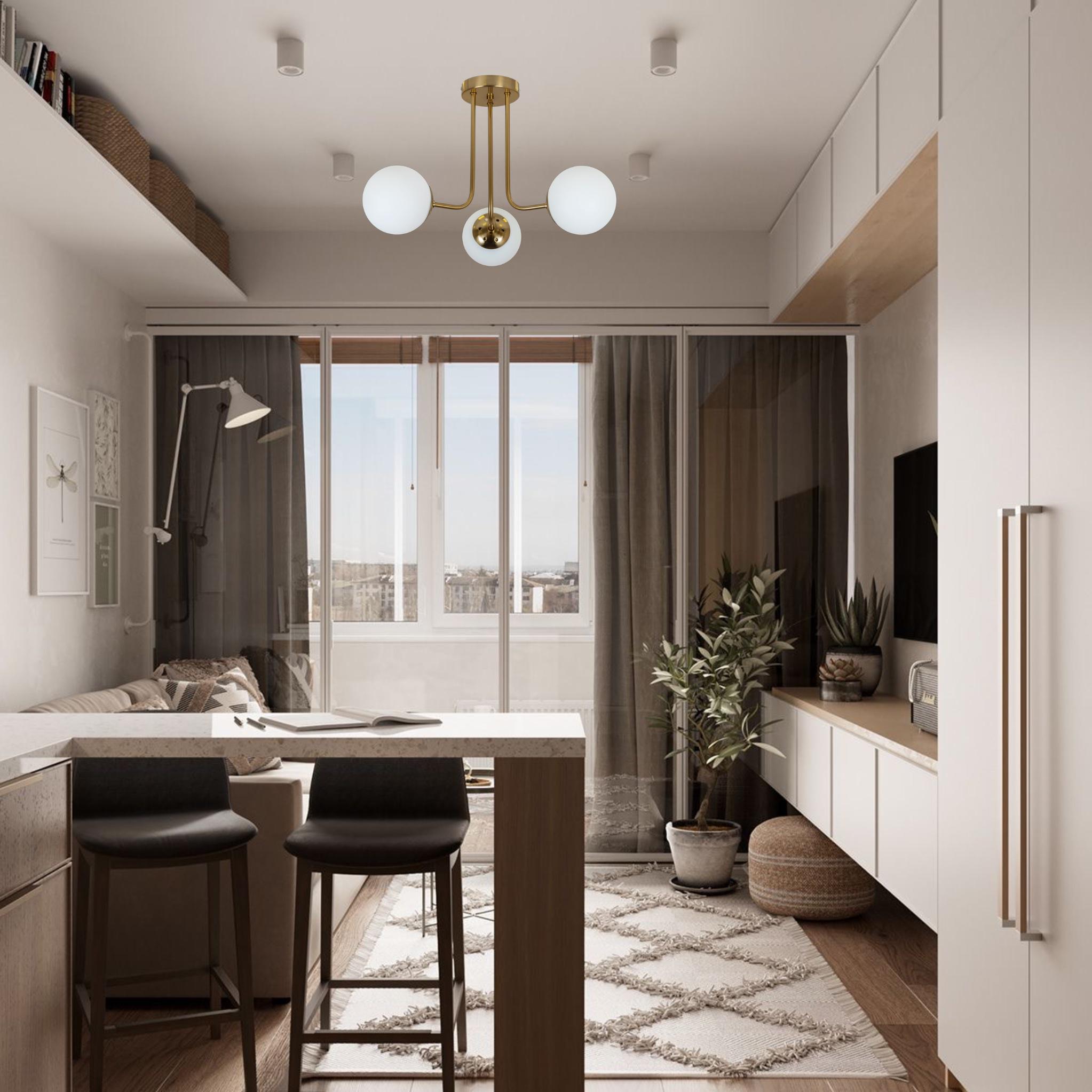 Люстра стельова Triple Glow із 3 плафонами-кулями Бронзовий (52-9908-3 BRZ+WH) - фото 2 Люстра стельова Triple Glow із 3 плафонами-кулями Бронзовий (52-9908-3 BRZ+WH) - фото 2