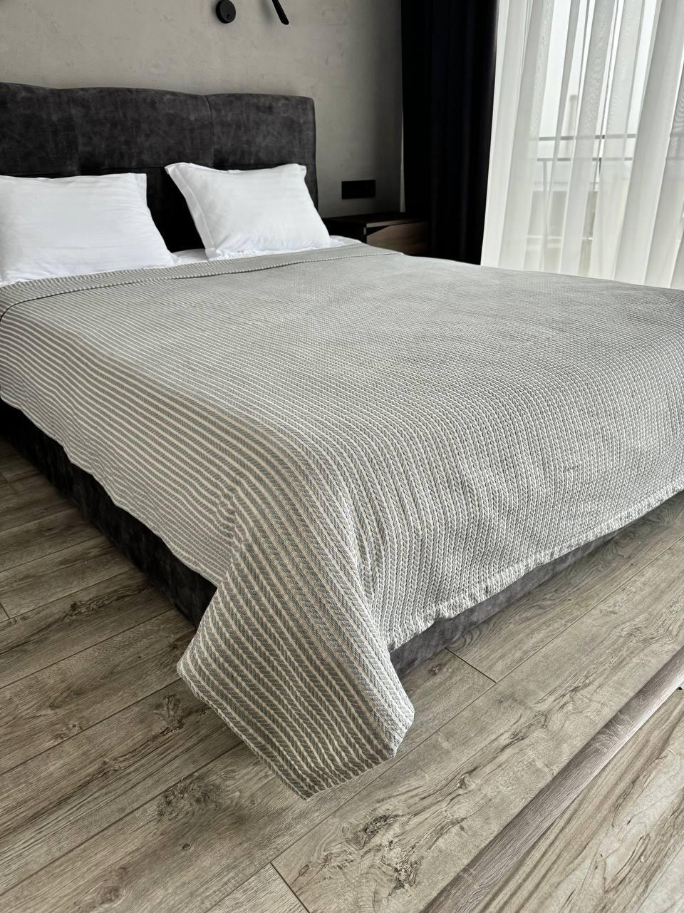 Плед хлопковый Косичка комбинированная 240x230 см Светло-серый (11812-F9-240x230cm) - фото 8