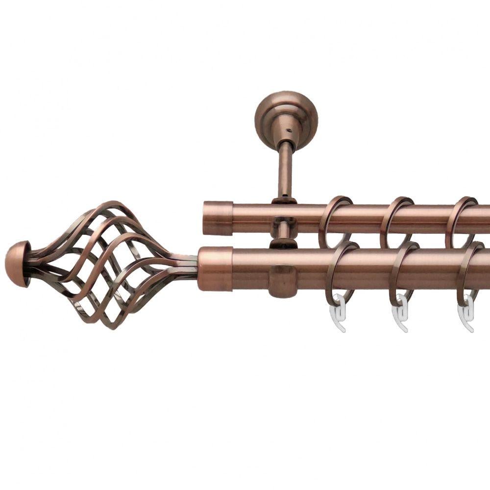 Карниз металлический Orvit Арезо двухрядный открытый/гладкая труба/кольцо фасонное металлическое Медь 25/16 мм 240 см (6948853)