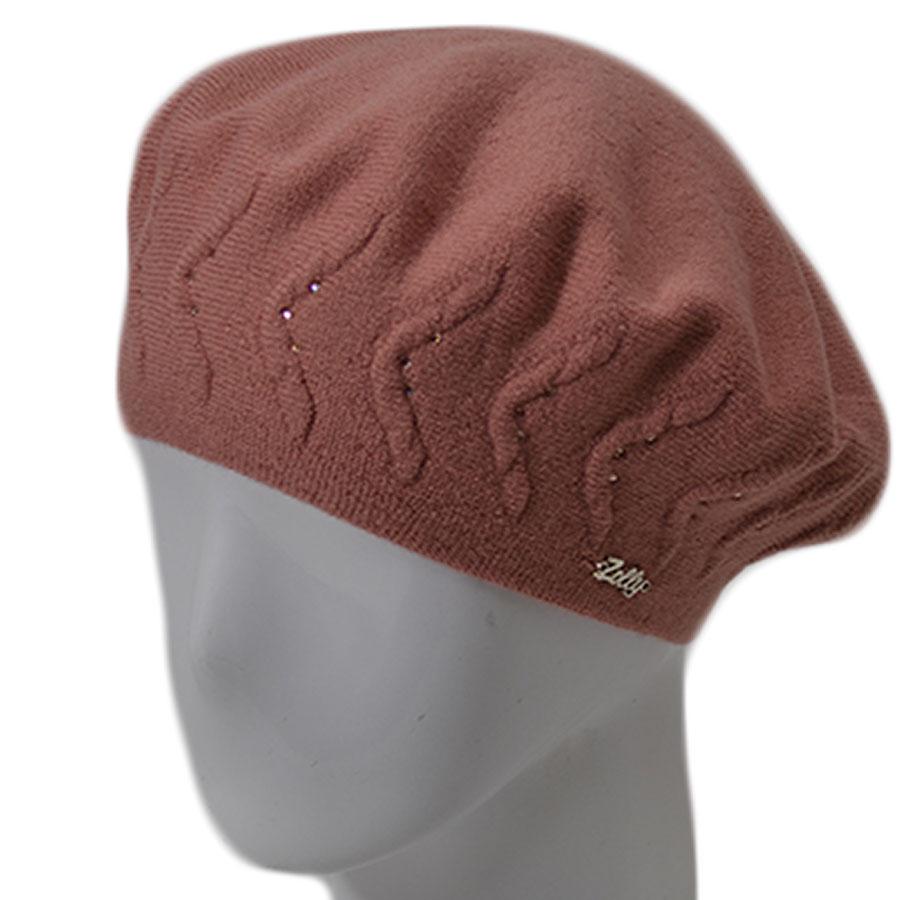 Берет женский Zolly ZH187 двойной тонкой вязки с стразами Пудровый