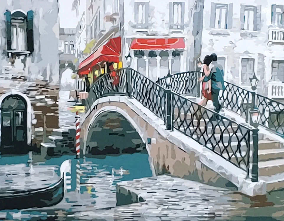 Картина по номерам Strateg Пара на мосту в Венеции 40x50 см (GS090)