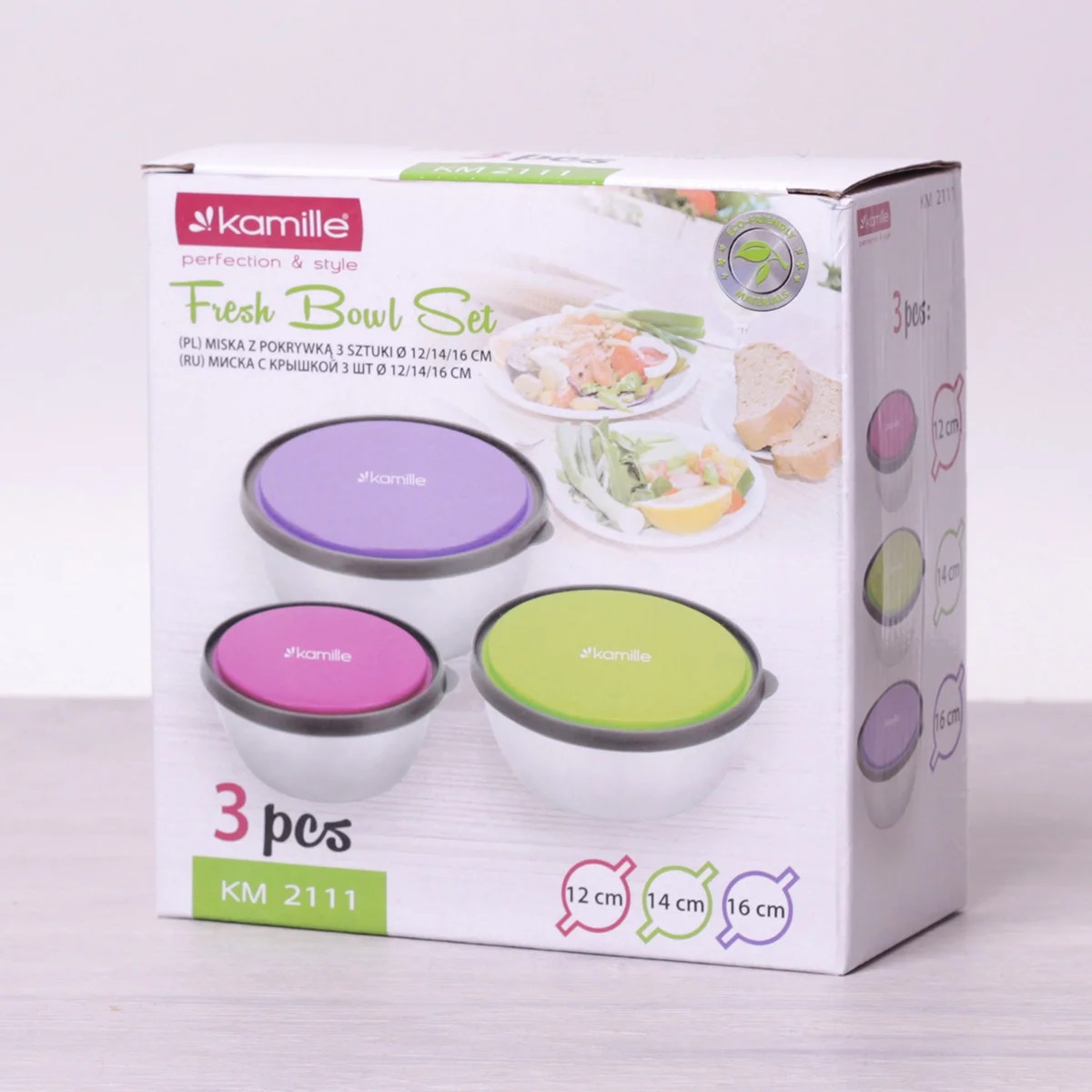 Набор емкостей Kamille 2111 из нержавеющей стали с пластиковыми крышками 3 шт. (611365452bb0b30545287a78) - фото 2 Набор емкостей Kamille 2111 из нержавеющей стали с пластиковыми крышками 3 шт. (611365452bb0b30545287a78) - фото 2