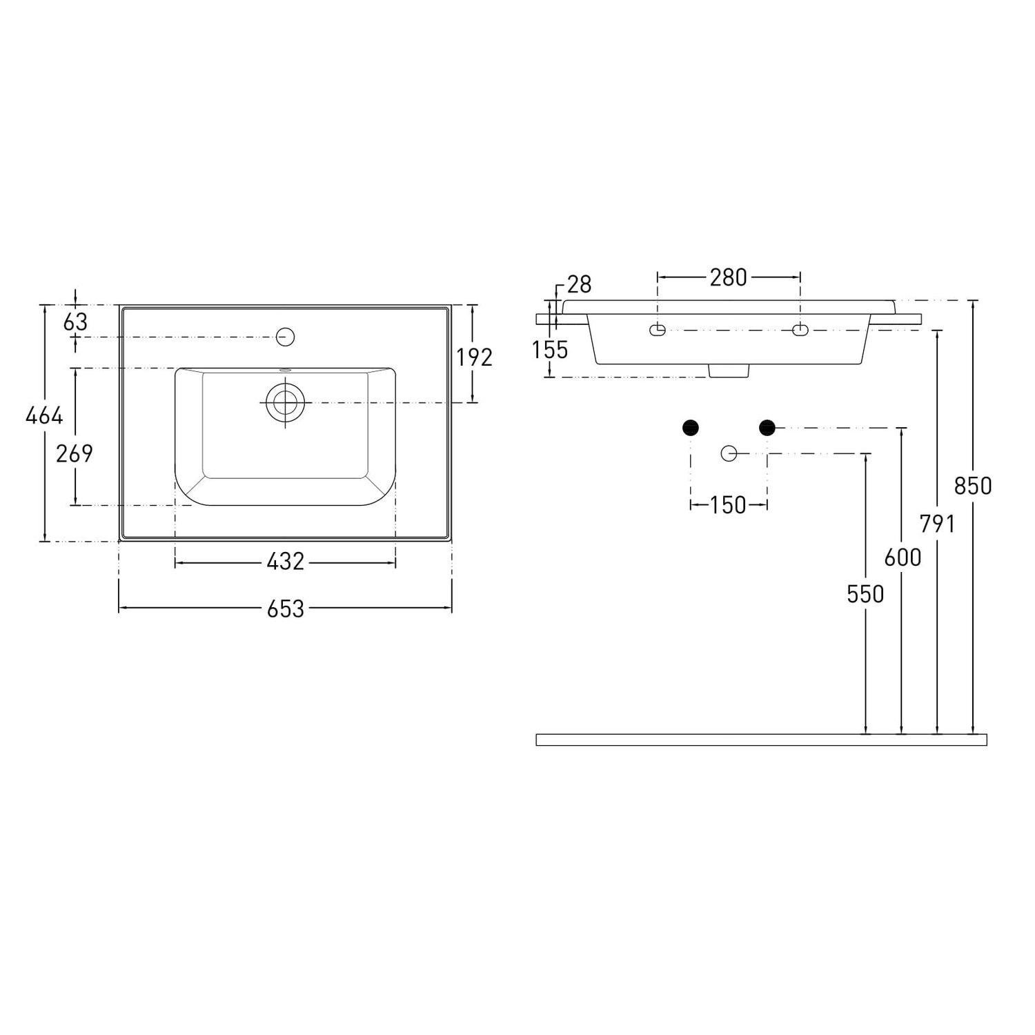 Умывальник врезной Imprese LASKA i3207(2) 653x464x155 мм Белый (131995) - фото 2 Умывальник врезной Imprese LASKA i3207(2) 653x464x155 мм Белый (131995) - фото 2
