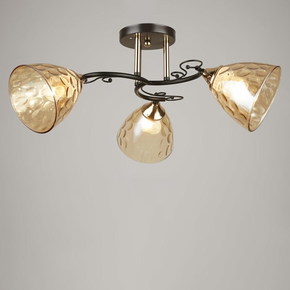 Люстра потолочная Lighthouse SRS-19752/3 BK/FGD Черный/Золотой/Янтарный