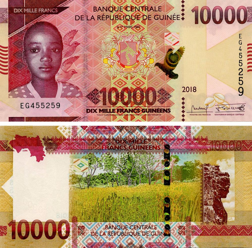Коллекционная банкнота Гвинея 10000 франков 2018 UNC PW49A (Б11100)