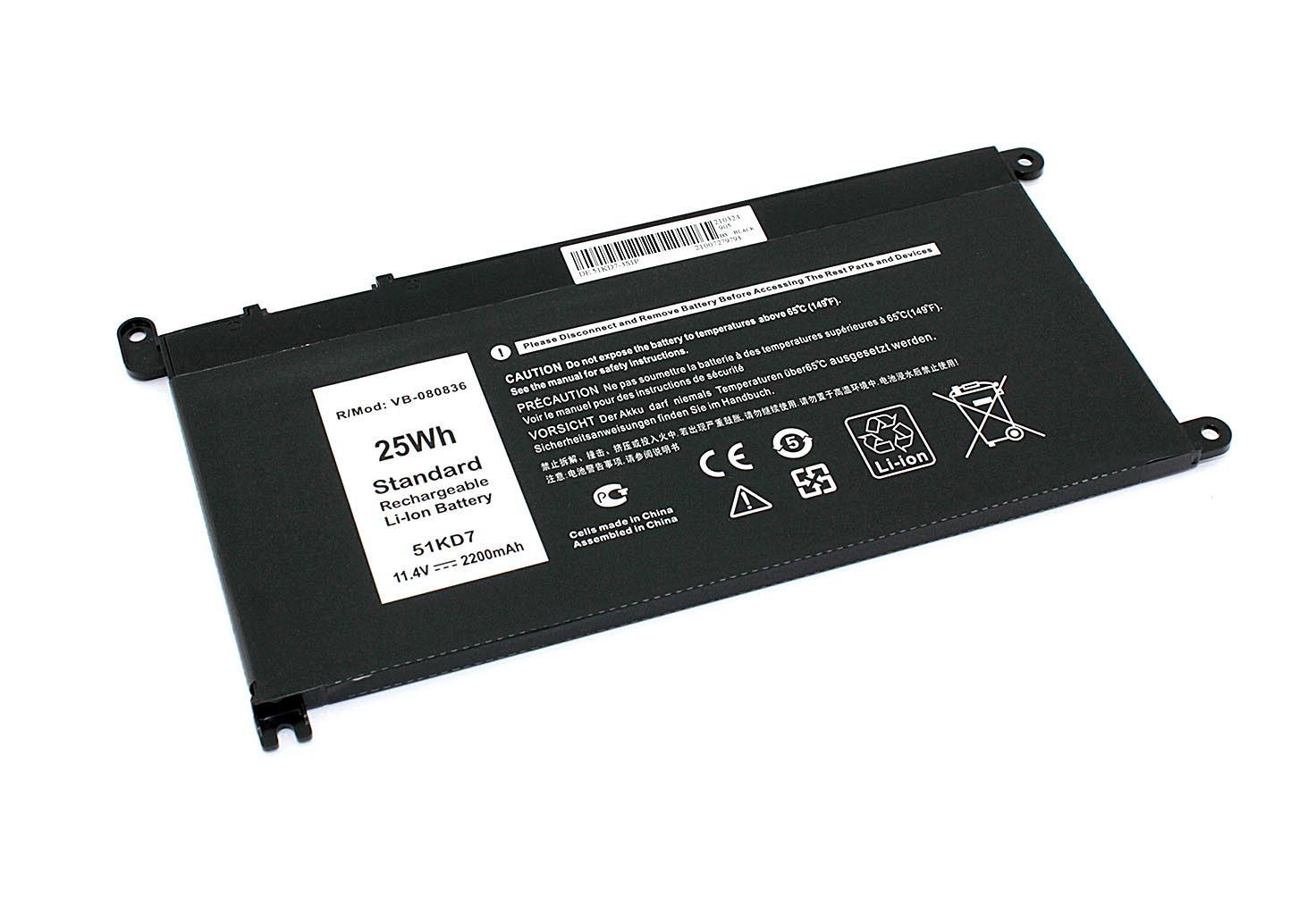 Акумулятор для ноутбука Dell 51KD7 Latitude 3180 11,4 V 2200 mAh OEM Black (080836)