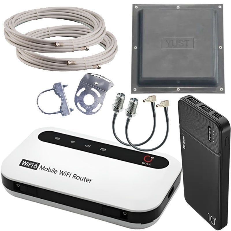 Комплект 3G/4G интернет Olax MF985 антенна mimo/кабель 5 м/переходники/павербанк 10000 mAh (28690197)