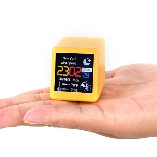 Метеостанция портативная с Wi-Fi Smart weather clock ЖК 1,54" Yellow (957077) - фото 5