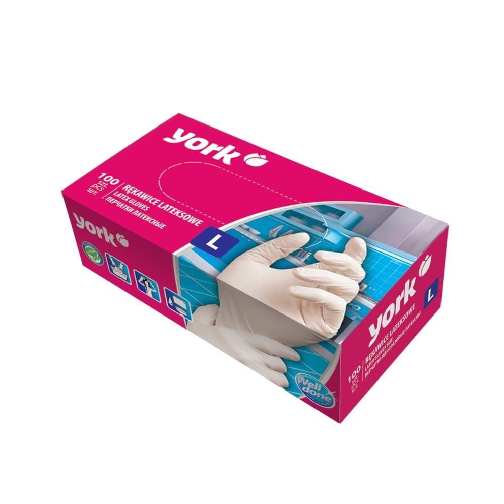 Рукавиці разові латексні York L 100 шт.
