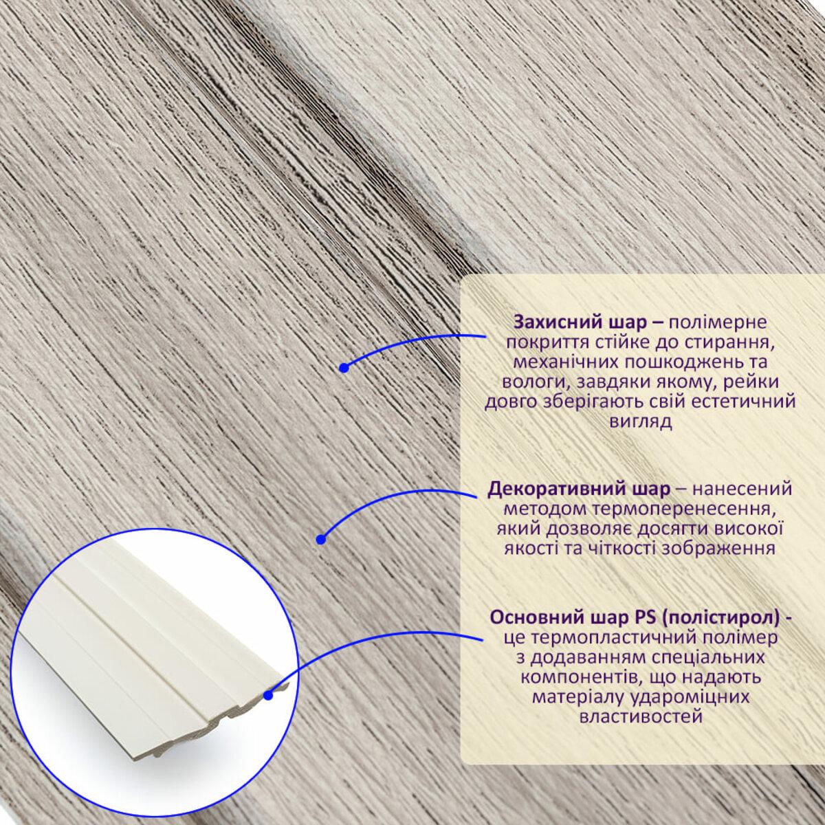 Рельс декоративный PS 2900х120х12 мм Серебристый дуб (SW-00002143) - фото 2 Рельс декоративный PS 2900х120х12 мм Серебристый дуб (SW-00002143) - фото 2