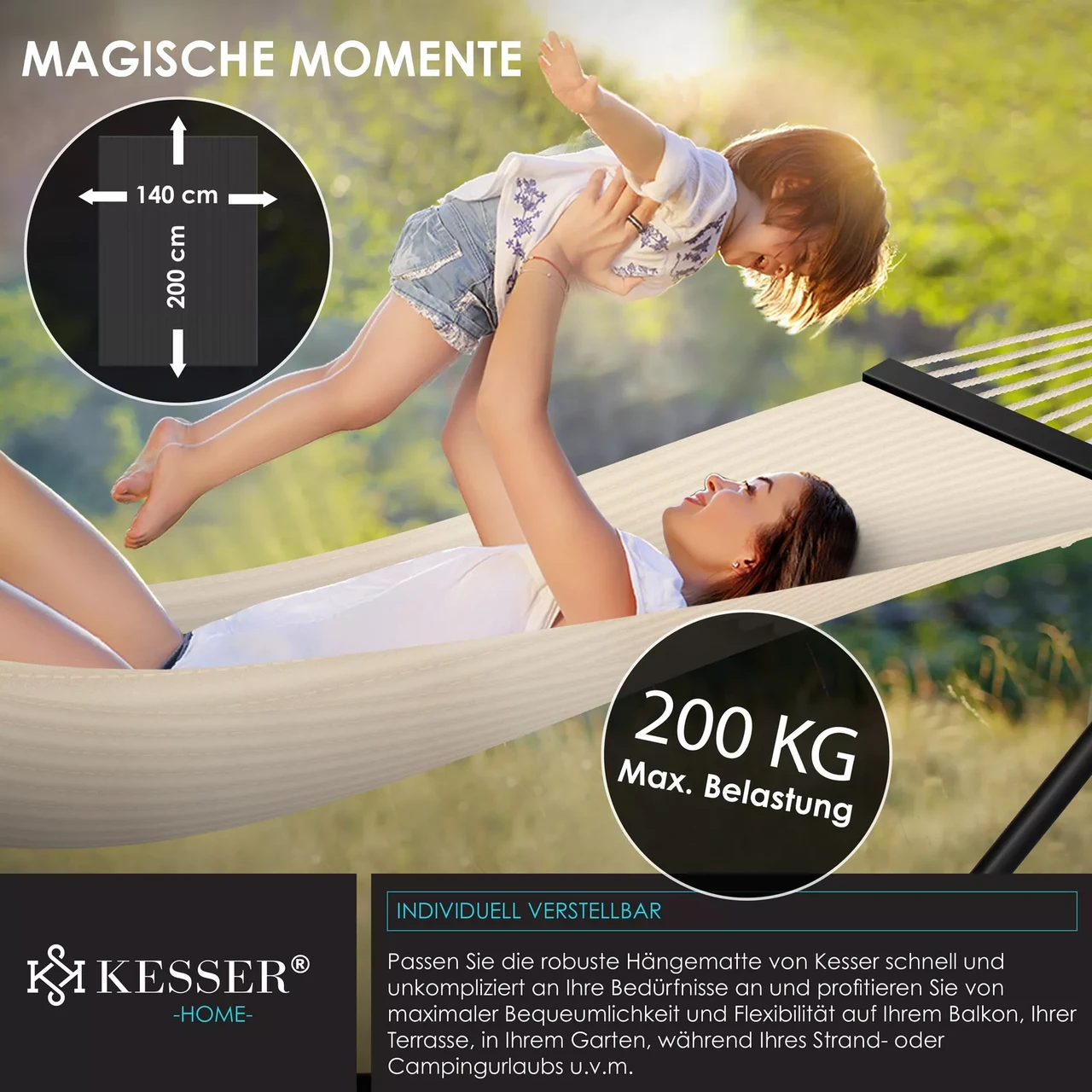 Гамак підвісний для саду та дачі KESSER 200 кг 360x120x115 см (4260729118899) - фото 5 Гамак підвісний для саду та дачі KESSER 200 кг 360x120x115 см (4260729118899) - фото 5