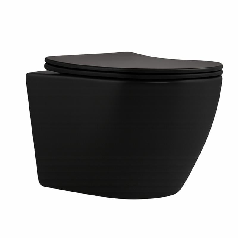 Унітаз підвісний Qtap Robin New Ultra Quiet QT13332381АSMB безобідковий з сидінням Soft-close Чорний матовий (SD00052574)