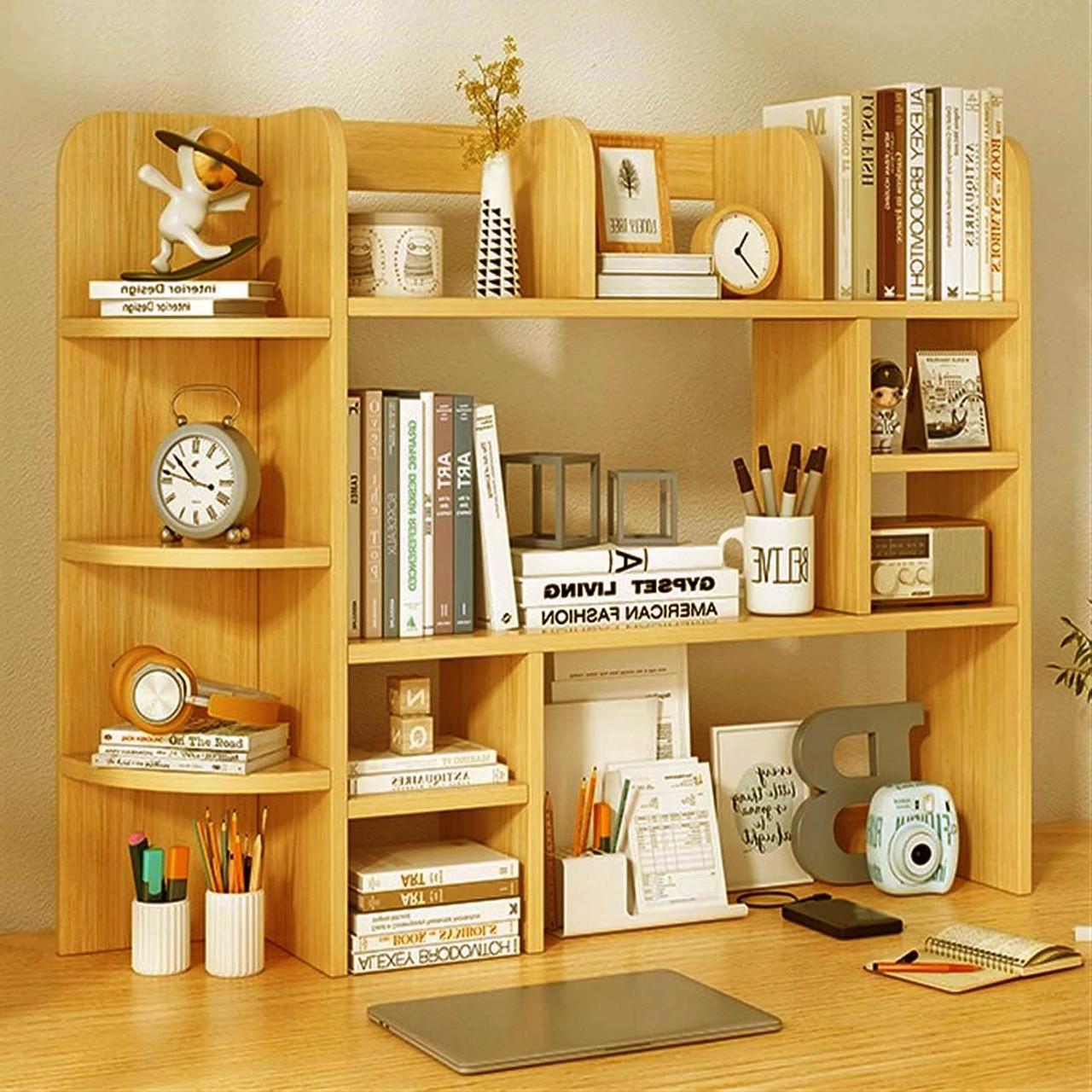 Полка-надстройка настольная из дерева Камелора карри (АКД-019603)