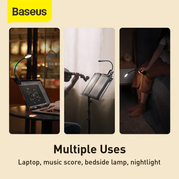 Настольные лампы BASEUS Mini Clip Lamp LED Лампа DGRAD-0G на прищепке 350 mAh Grey - фото 6