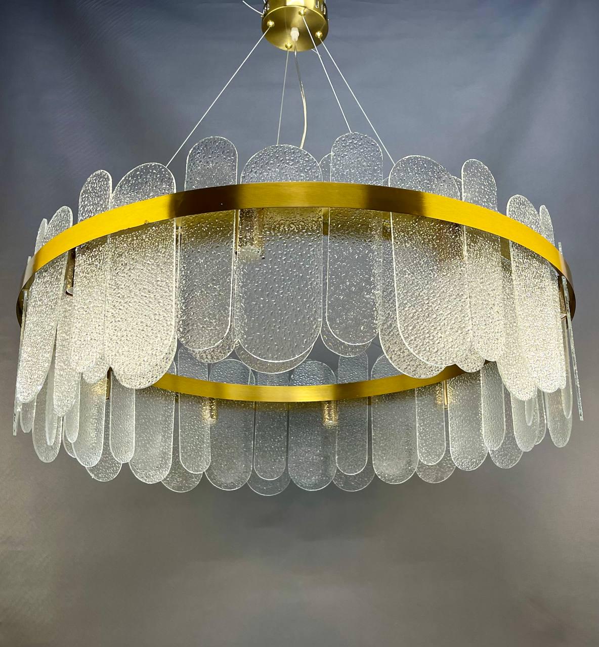 Люстра підвісна Zilini ER2005/800 з скляними пластинами Золотий (23910619) - фото 5 Люстра підвісна Zilini ER2005/800 з скляними пластинами Золотий (23910619) - фото 5