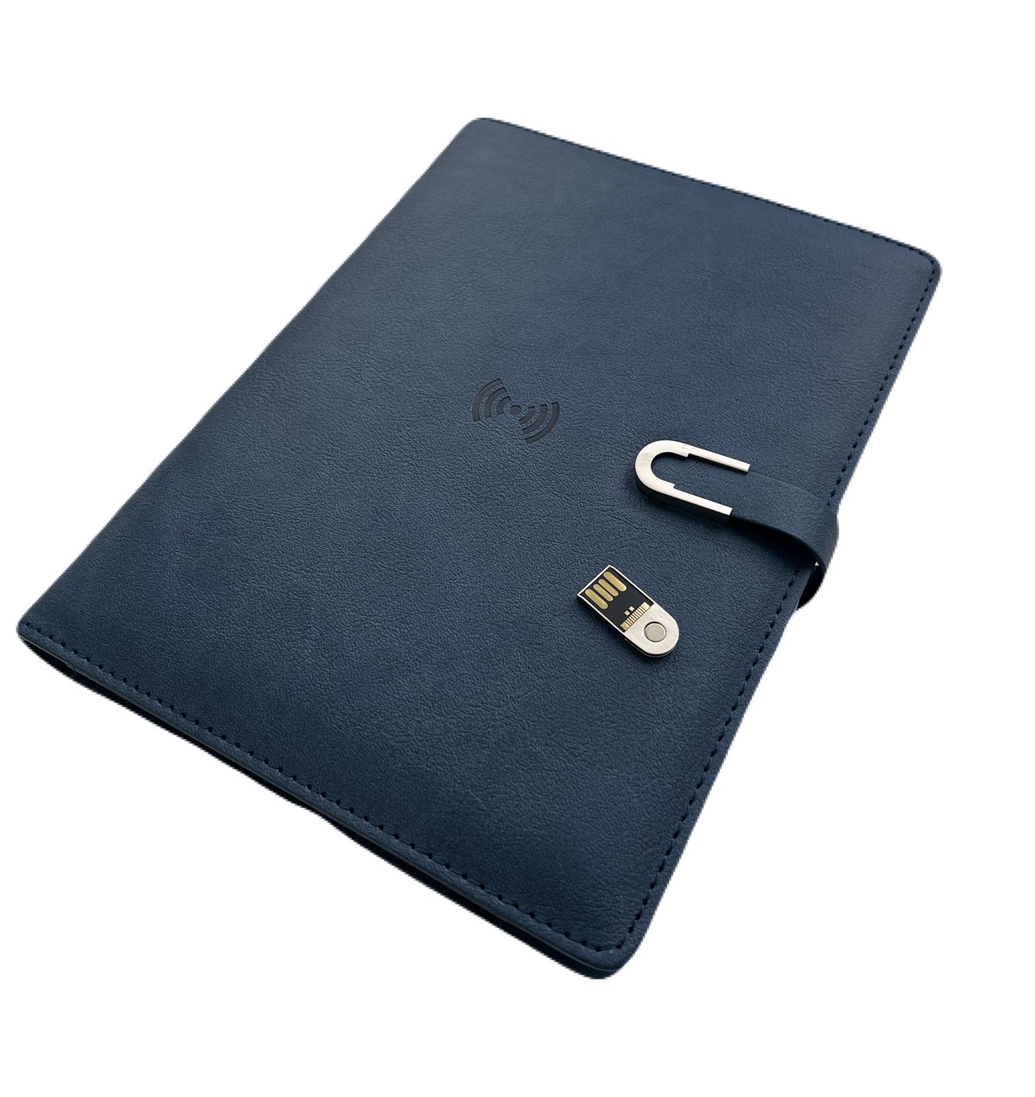 Блокнот-ежедневник AB tech Colorful c беспроводной зарядкой/Power Bank и USB flash 16 Gb Темно-синий - фото 4 Блокнот-ежедневник AB tech Colorful c беспроводной зарядкой/Power Bank и USB flash 16 Gb Темно-синий - фото 4