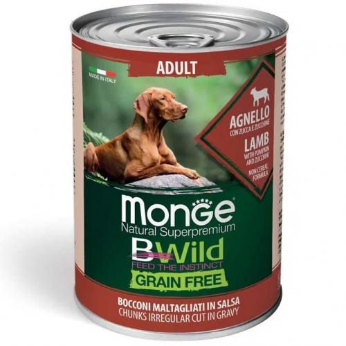 Корм вологий для собак Monge Dog Wet Bwild Grain Free ягня гарбуз та цукіні 400 г (12614)