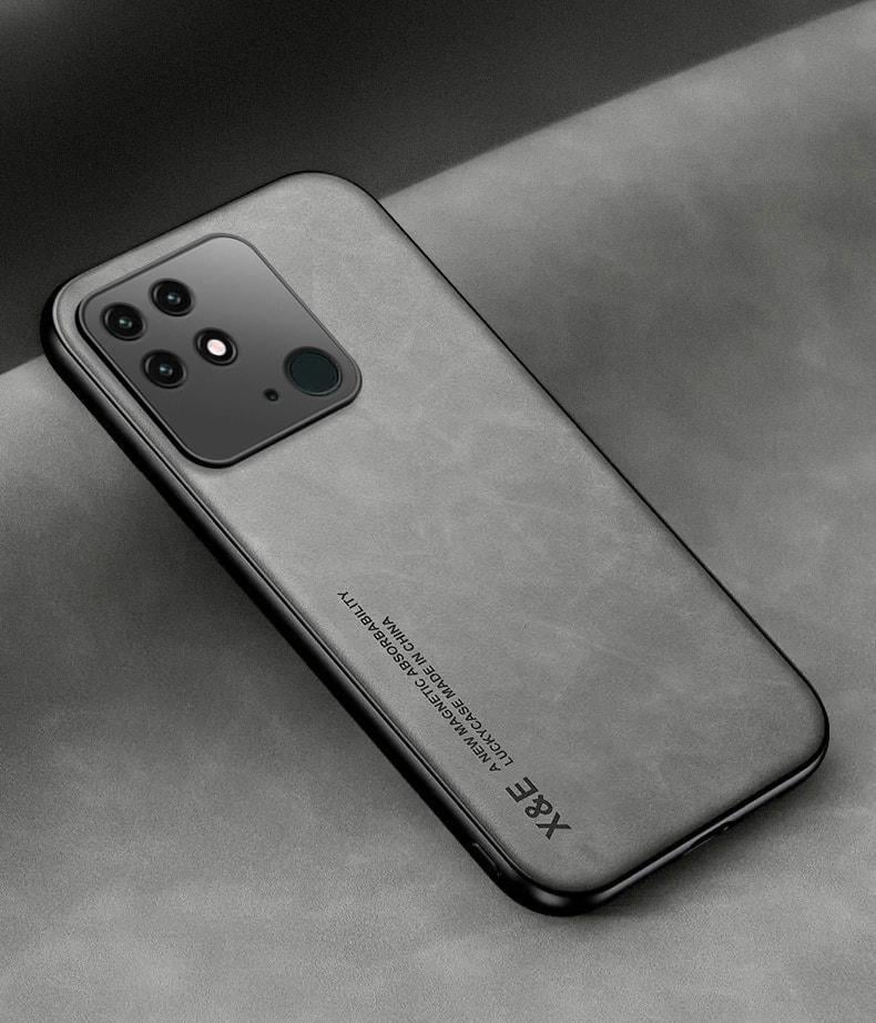 Кожаный чехол XnE Xiaomi Redmi 10C с металлической вставкой Grey (34268-33)