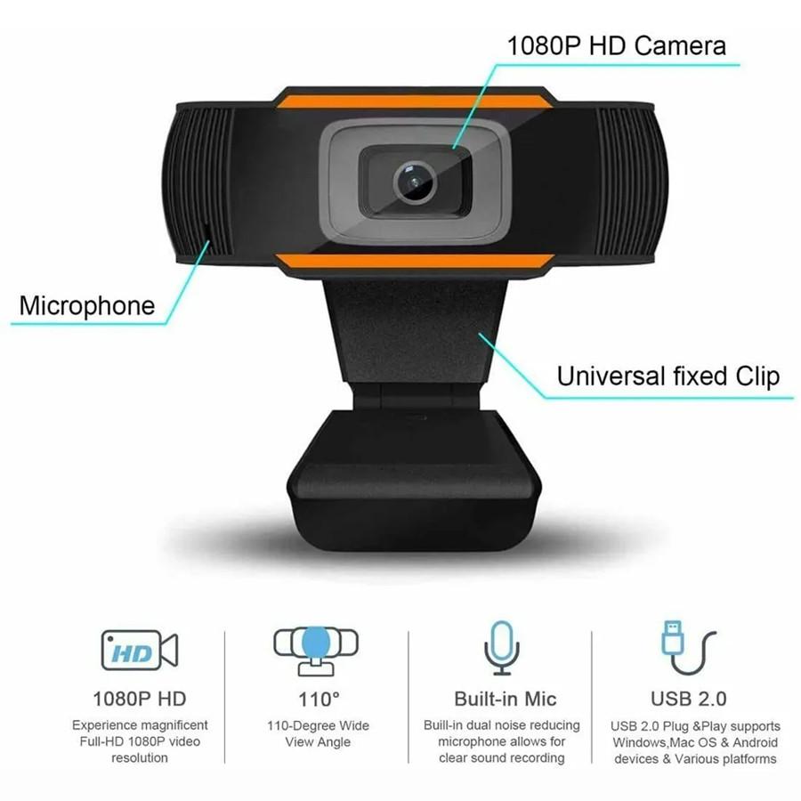 Веб-камера із мікрофоном U&P Webcam X1 Full HD USB Black (SWE-X1FH-BK) - фото 4