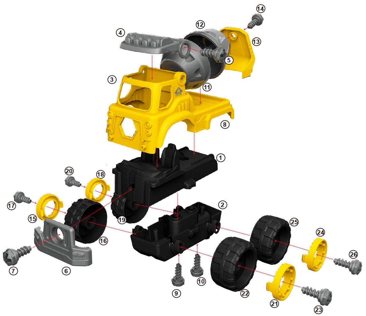 Конструктор DIY Spatial Creativity Бетономешалка LM9015 (6548091) - фото 2