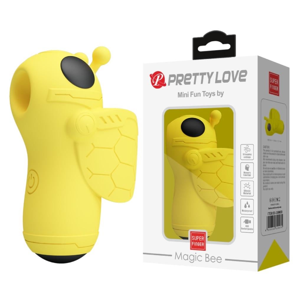 Вибратор на палец Pretty Love Magic Bee с пульсацией для клитора 6,9 х3 см Желтый (BI-300059)