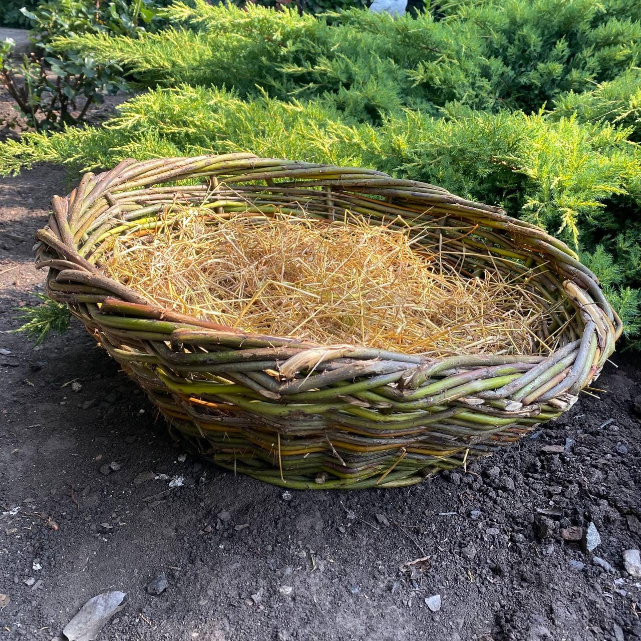 Гніздо для лелек та птахів з лози міцна прикраса для саду й дому 55 см - фото 4