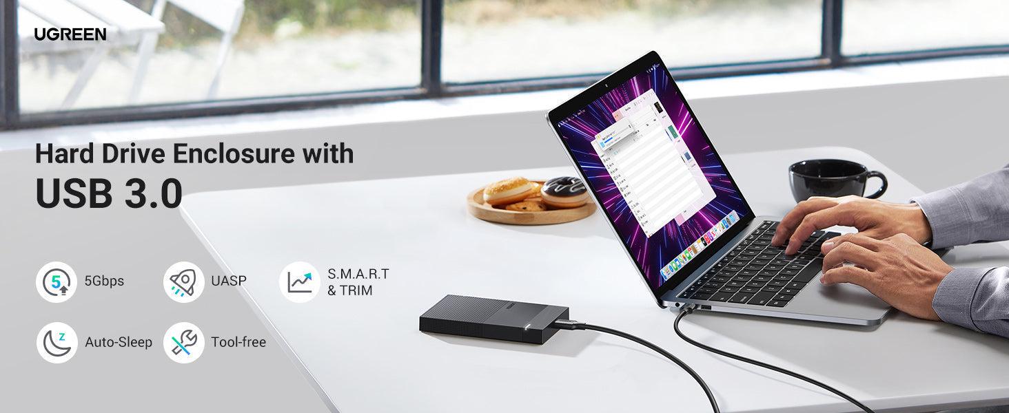 Корпус UGREEN для SSD/HDD 2,5"/5 Гбит/с USB 3.0 до SATA III с кабелем USB-Micro-USB Type-B Micro-B Черный (30725) - фото 13